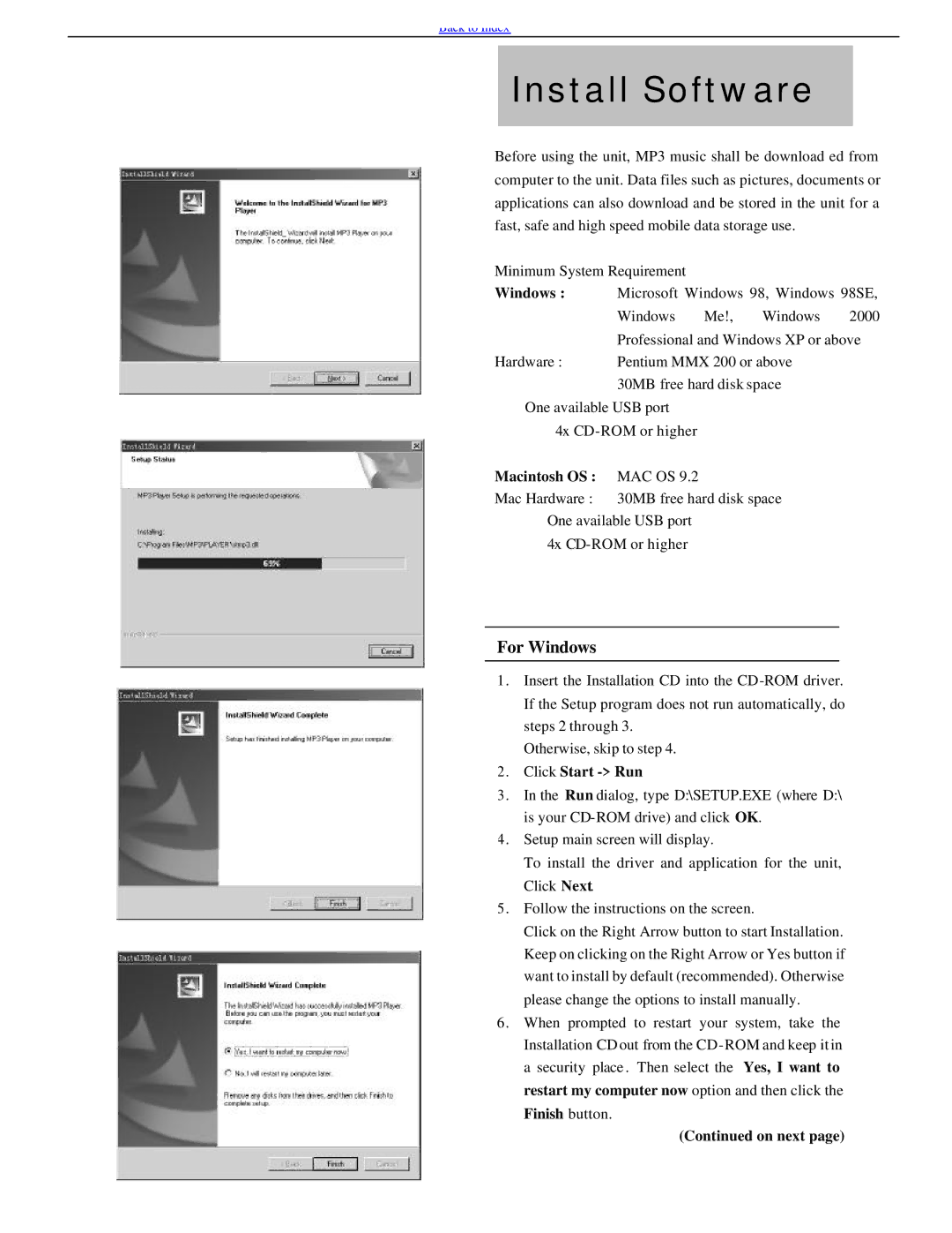 Evolution Technologies EV64AMX Install Software, For Windows, Macintosh OS MAC OS, Click Start Run, On next 