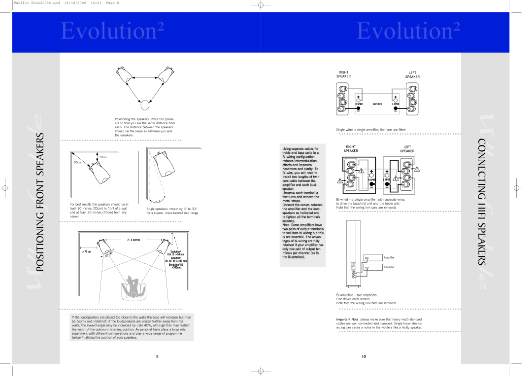 Evolution Technologies EVO-50, EVO40, EVO20, EVO30, EVO8 user manual Front, Connecting Hifi Speakers, Right Left 