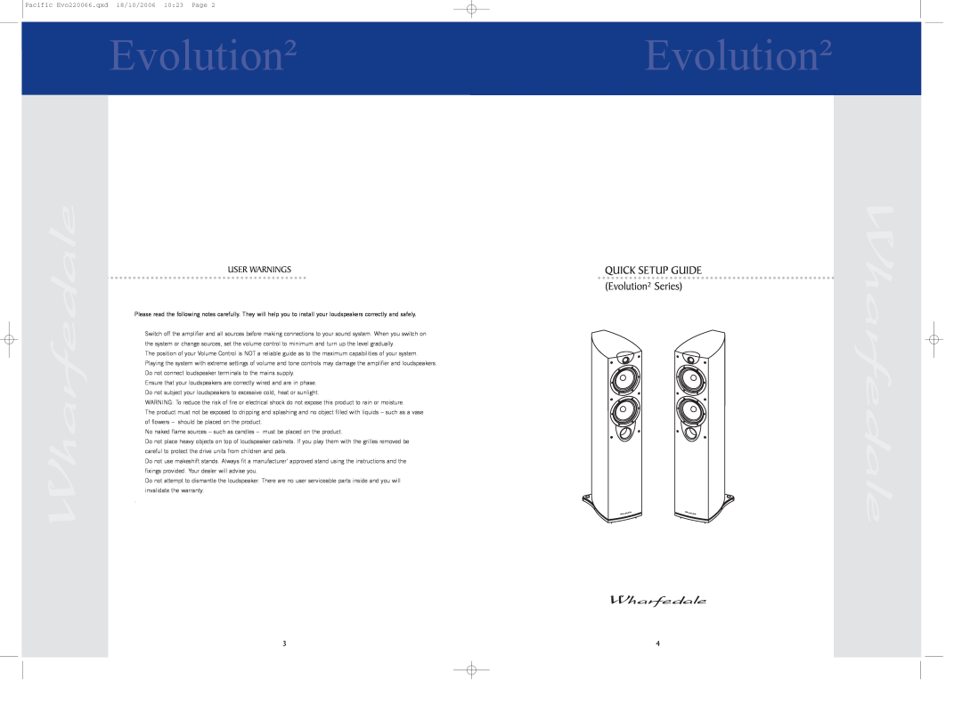 Evolution Technologies EVO30, EVO40, EVO-50, EVO20 Evolution²Evolution², QUICK SETUP GUIDE Evolution² Series, User Warnings 