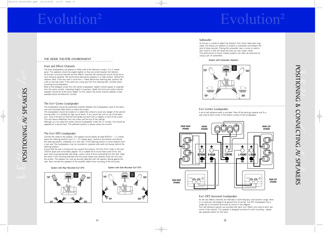 Evolution Technologies EVO20 Positioning & Connecting Av Speakers, The Home Theatre Environment, The Evo²-DFSLoudspeaker 