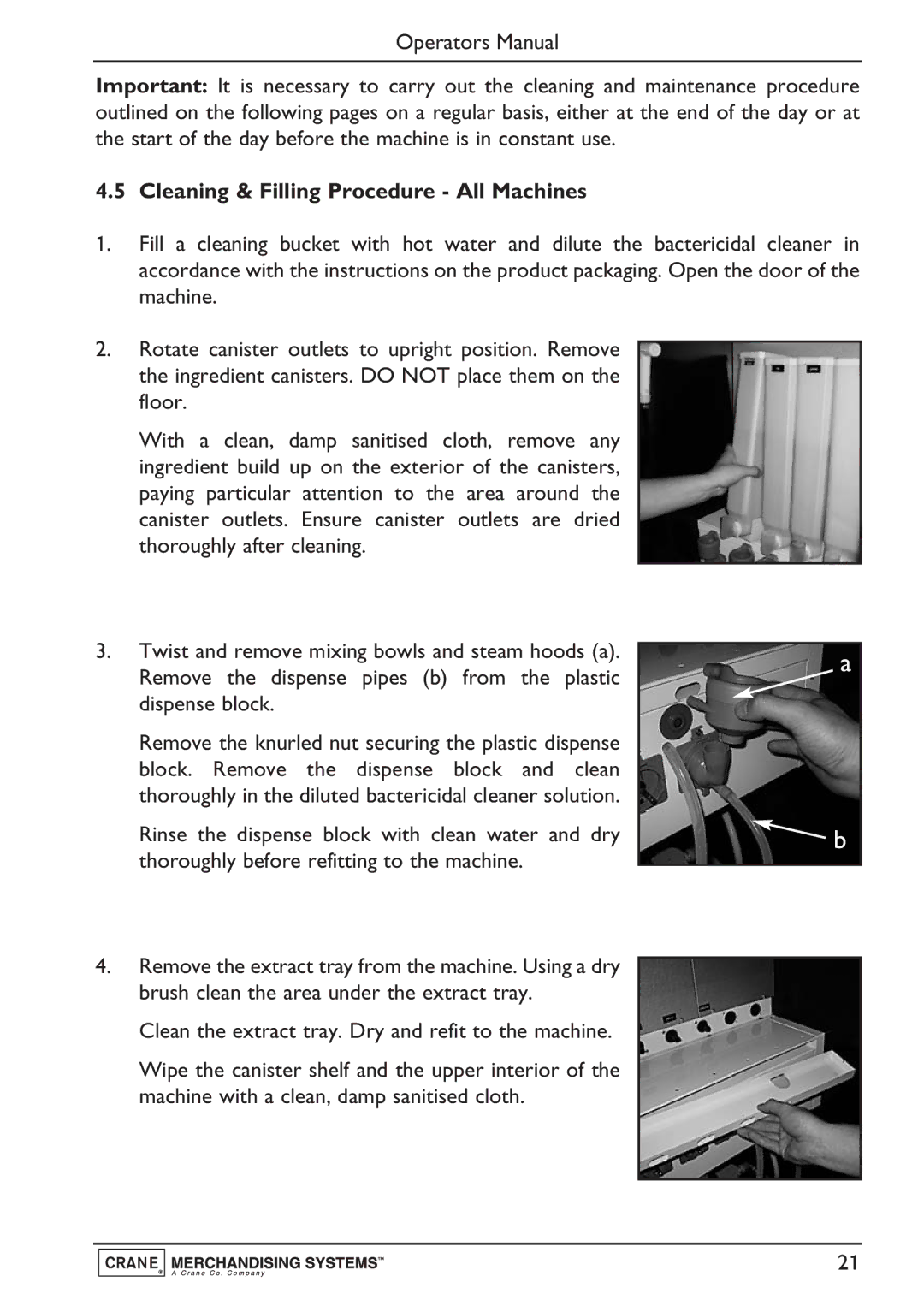 Evolution Technologies Instant, Freshbrew & Espresso (B2C) Machine, PR10908000 Cleaning & Filling Procedure All Machines 