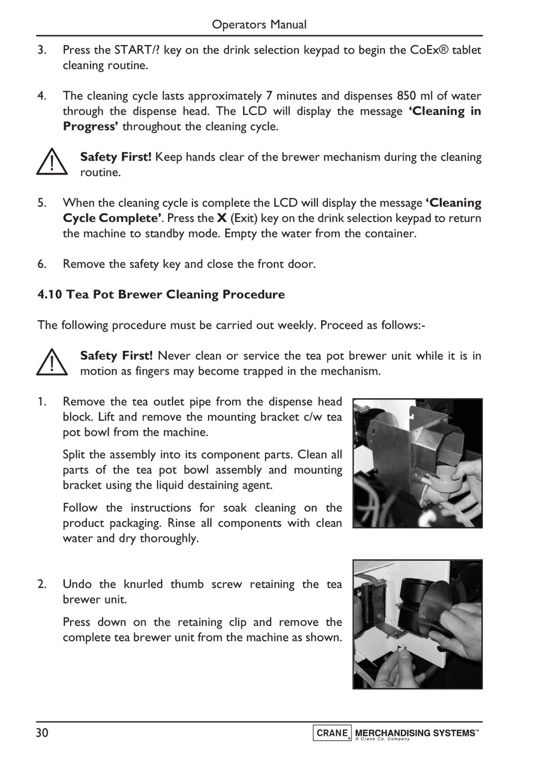 Evolution Technologies PR10908000, Instant, Freshbrew & Espresso (B2C) Machine manual Tea Pot Brewer Cleaning Procedure 