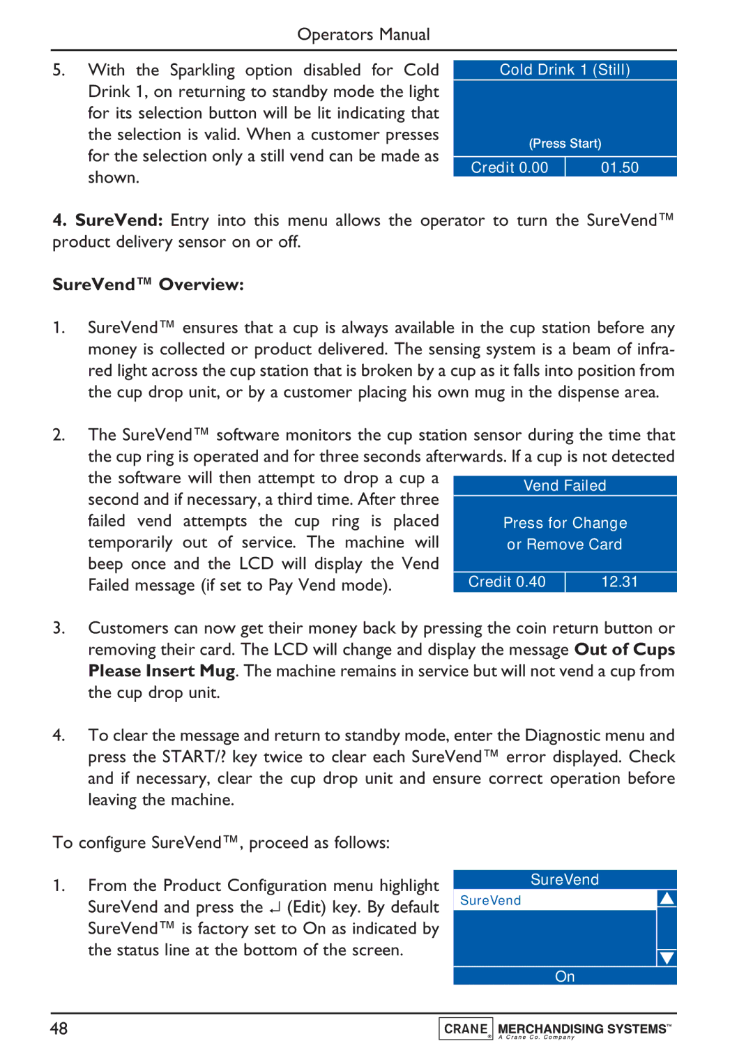 Evolution Technologies PR10908000, Instant, Freshbrew & Espresso (B2C) Machine manual SureVend Overview 