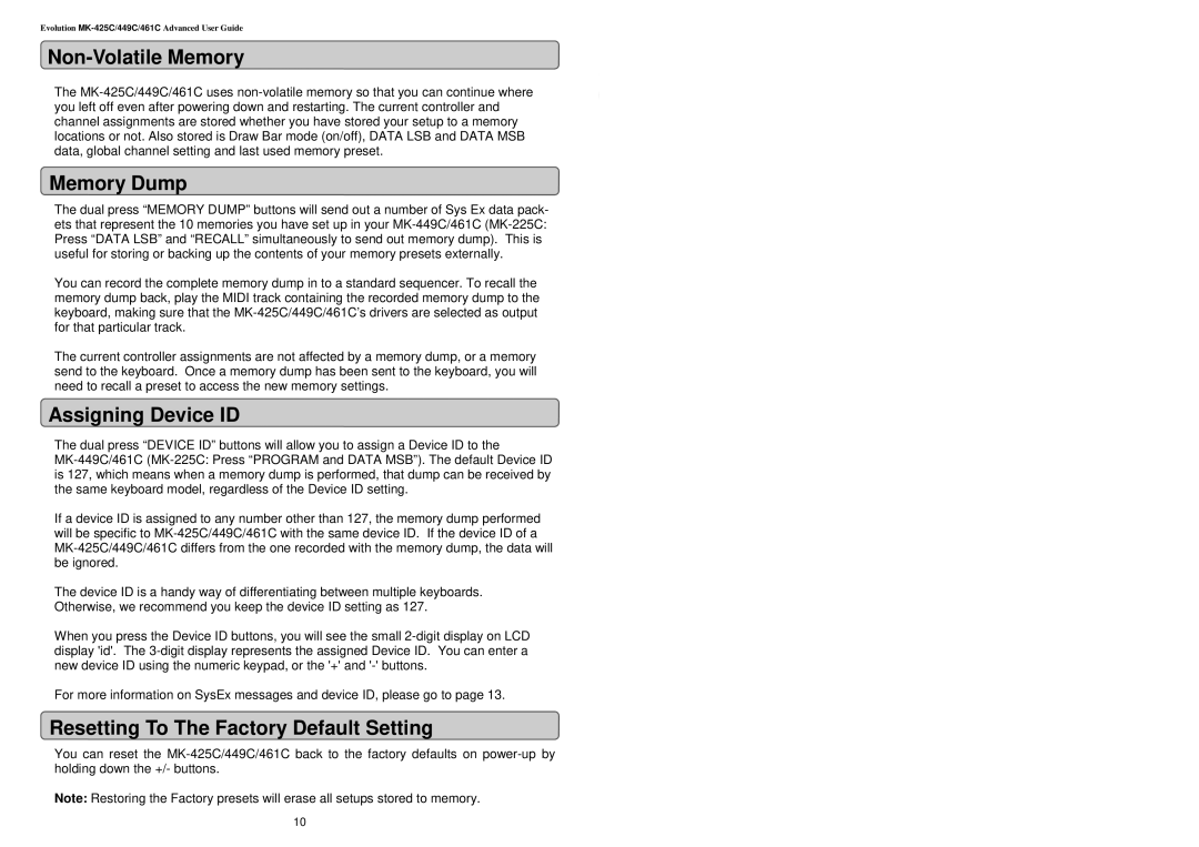 Evolution Technologies MK-416C manual Non-Volatile Memory, Memory Dump, Assigning Device ID 