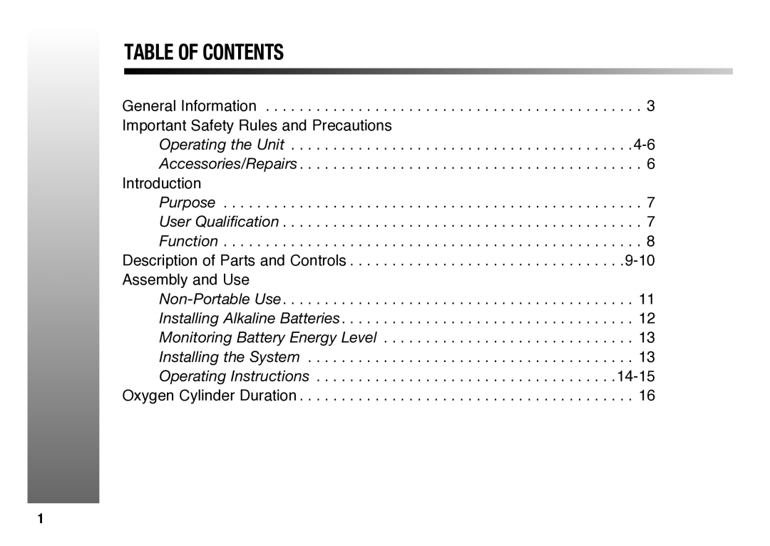 Evolution Technologies OM-900M manual Table of Contents 