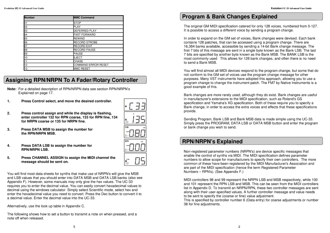 Evolution Technologies UC-33 manual Assigning RPN/NRPN To a Fader/Rotary Controller, Program & Bank Changes Explained 