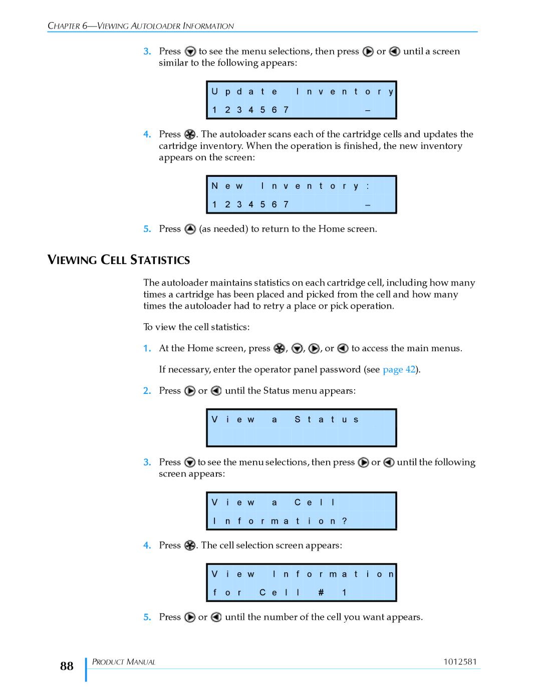 Exabyte 1X7 LTO manual Viewing Cell Statistics 