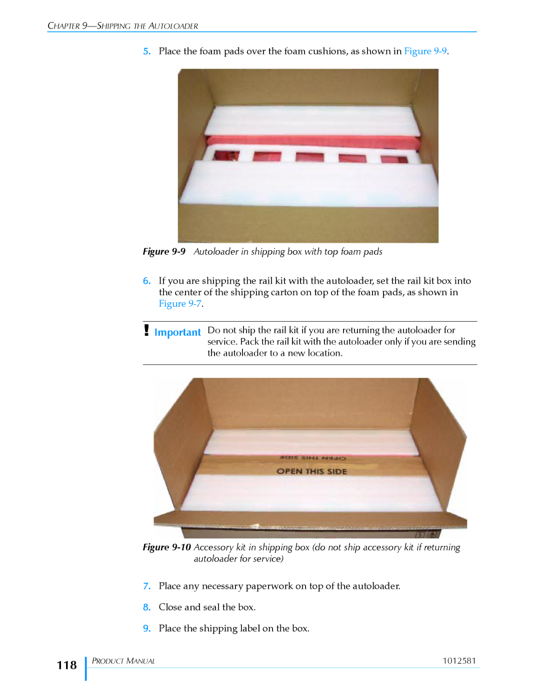 Exabyte 1X7 LTO manual 118, Autoloader to a new location 