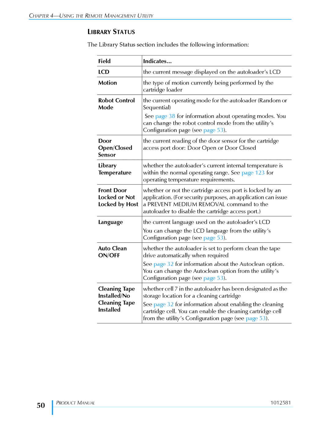 Exabyte 1X7 LTO manual Library Status, Lcd, On/Off 