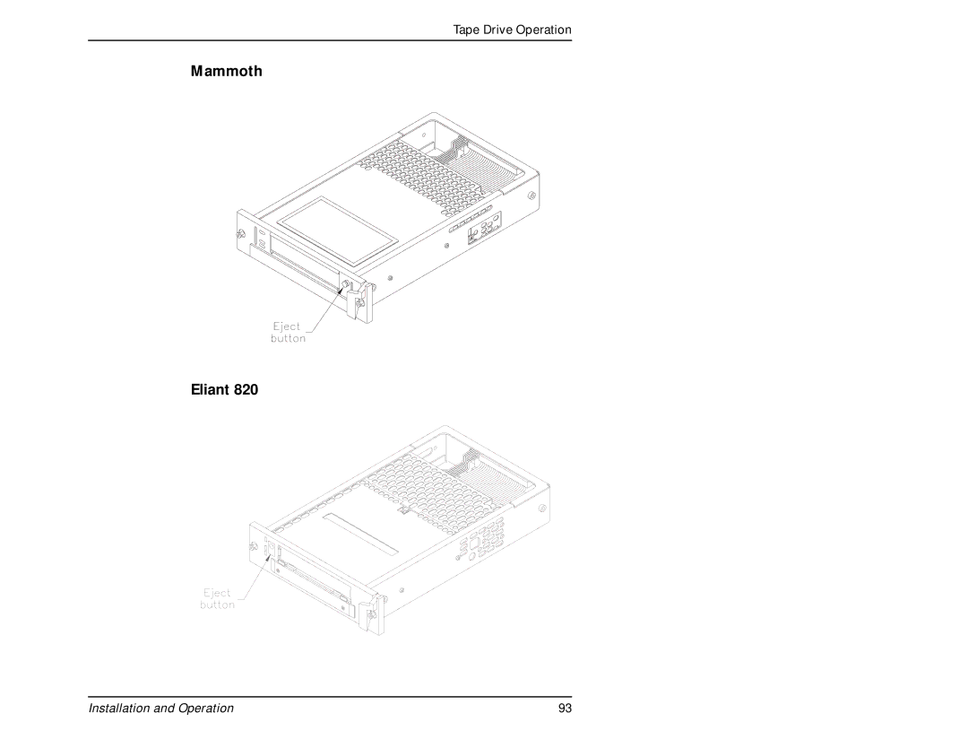 Exabyte 440, 480 manual Ammoth Eliant 