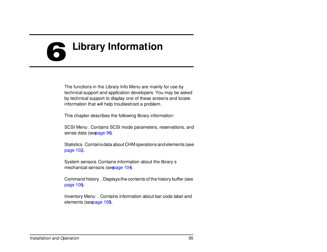 Exabyte 440, 480 manual Library Information 