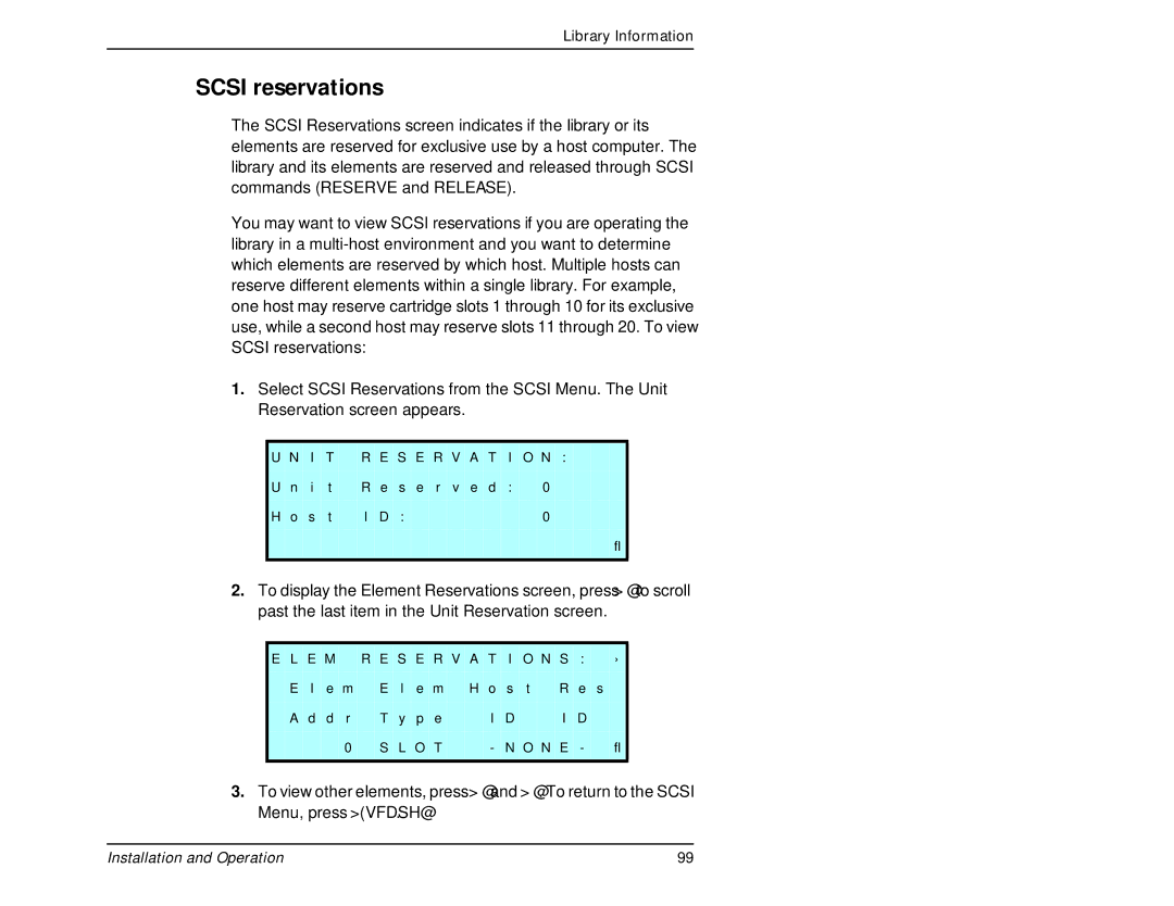 Exabyte 440, 480 manual Scsi reservations 