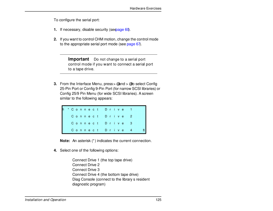 Exabyte 440, 480 manual Installation and Operation 125 