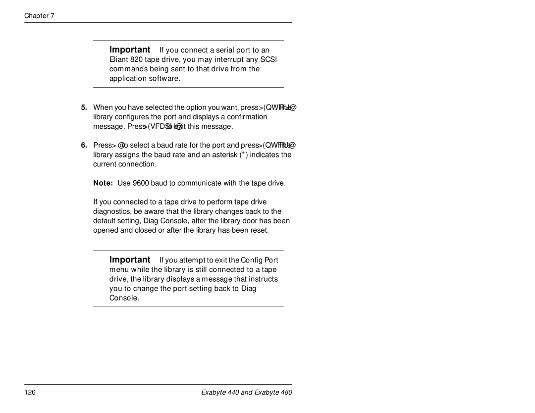 Exabyte 480, 440 manual 126 
