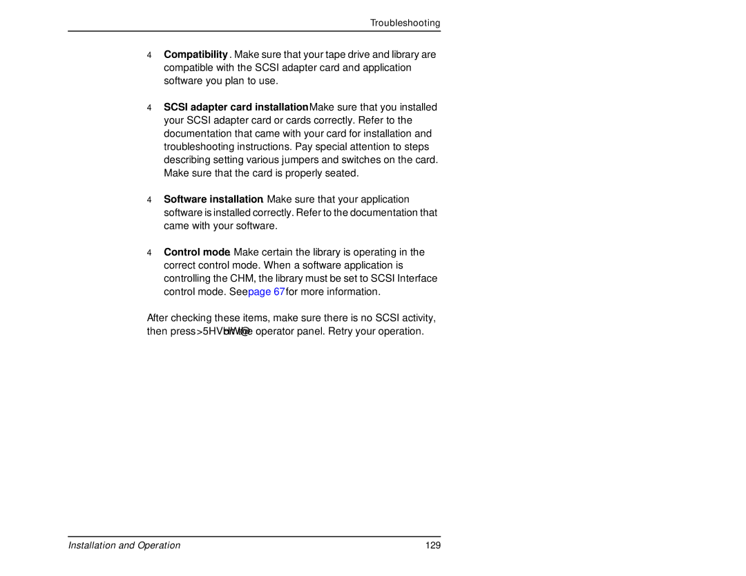 Exabyte 440, 480 manual Installation and Operation 129 