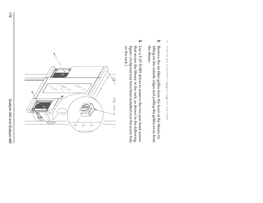 Exabyte 480, 440 manual Removing the library 