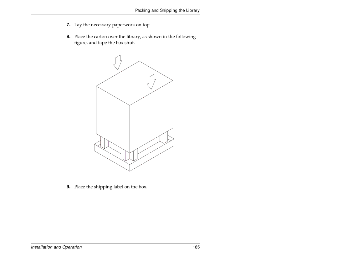 Exabyte 440, 480 manual Installation and Operation 185 