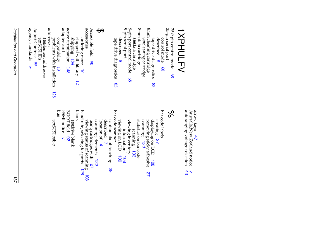 Exabyte 440, 480 manual Index 