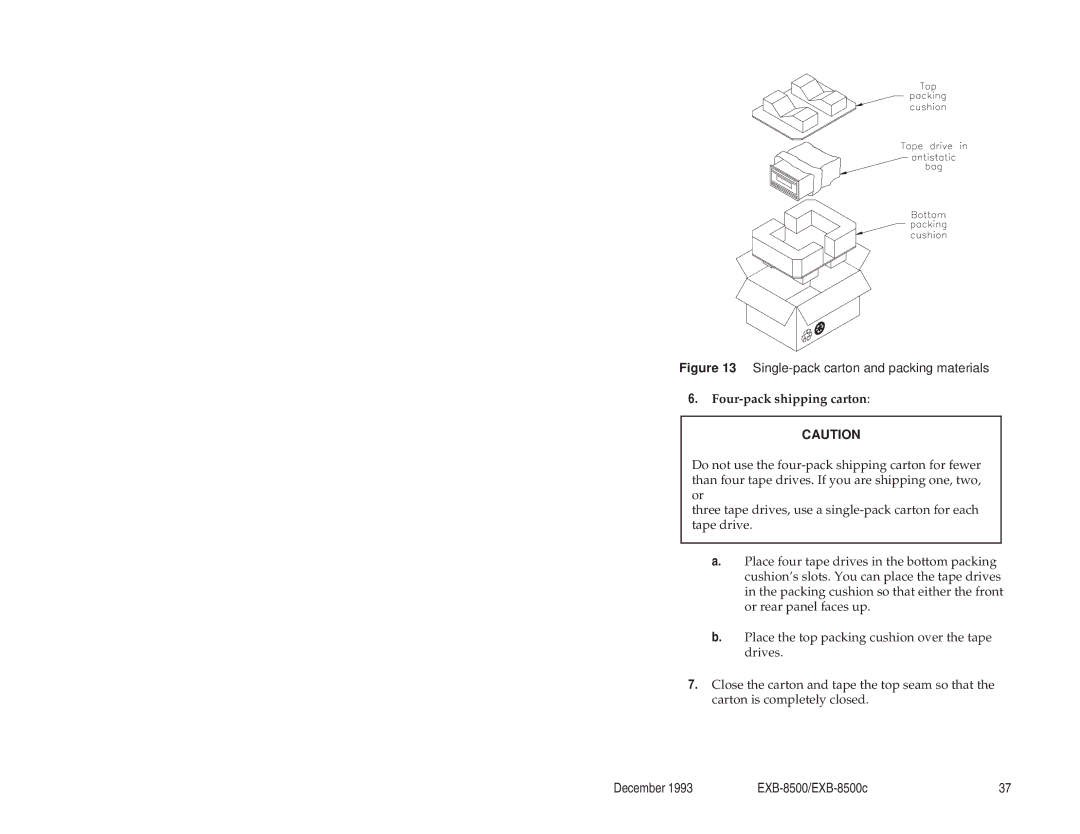 Exabyte EXB-8500c 8mm manual Four-pack shipping carton 