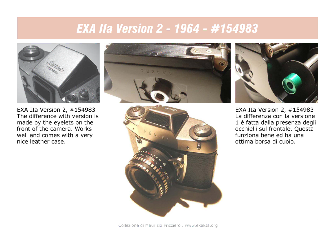 Exakta manual EXA IIa Version 2 1964 #154983 