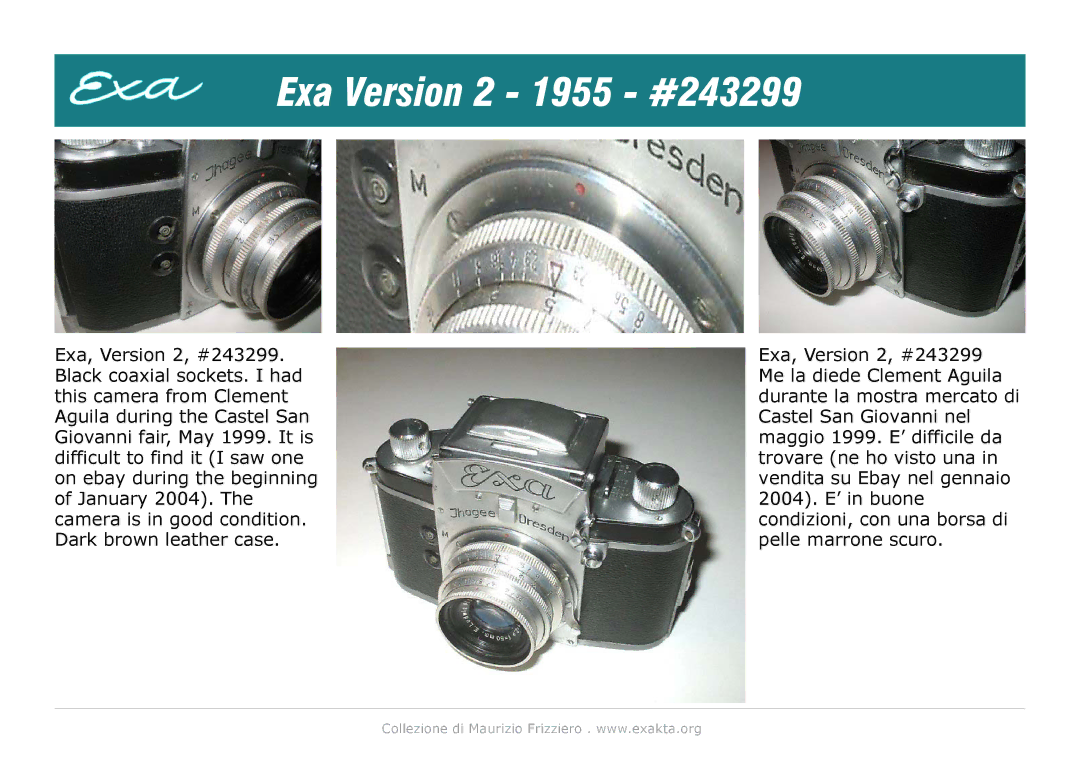 Exakta manual Exa Version 2 1955 #243299 