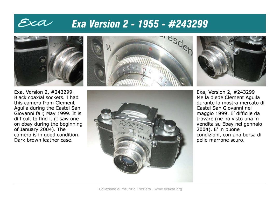 Exakta manual Exa Version 2 - 1955 - #243299 