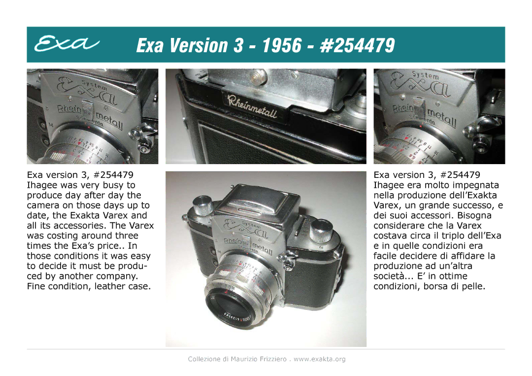 Exakta EXA3 manual Exa Version 3 1956 #254479 