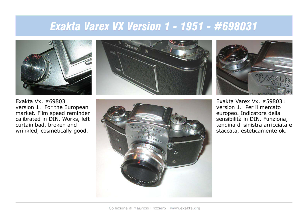 Exakta manual Exakta Varex VX Version 1 1951 #698031 