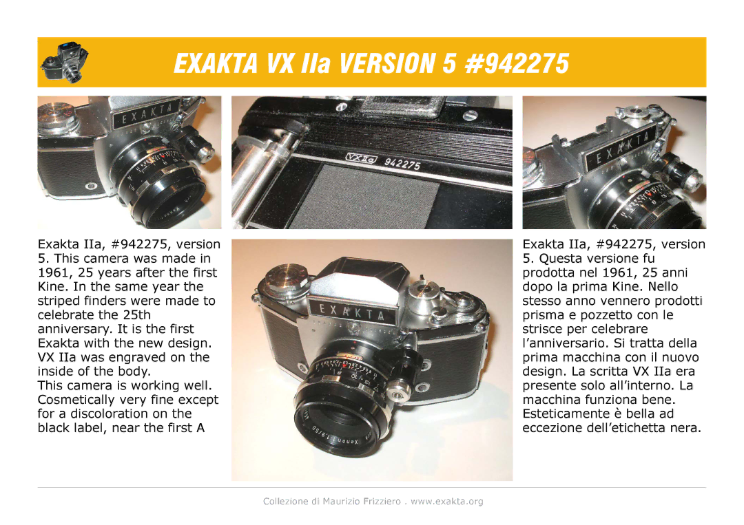 Exakta manual Exakta VX IIa Version 5 #942275 