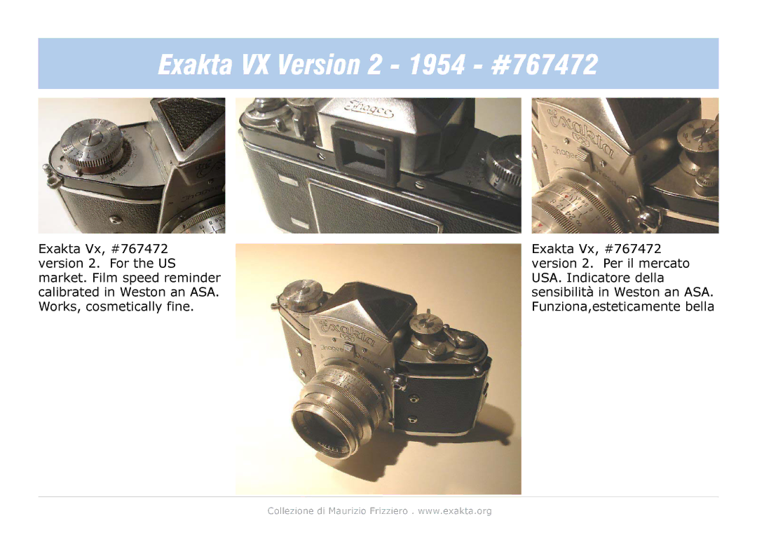 Exakta manual Exakta VX Version 2 1954 #767472 