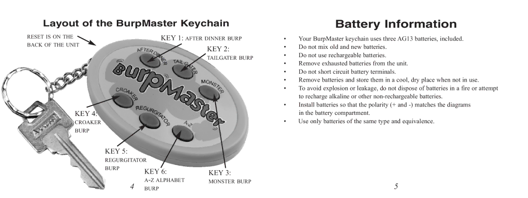 Excalibur electronic 112-SG manual Battery Information 