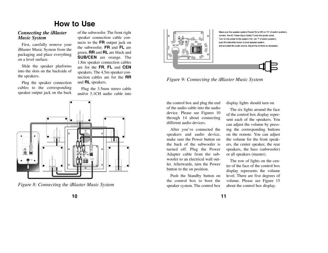 Excalibur electronic 184 manual How to Use, Connecting the iBlaster Music System 