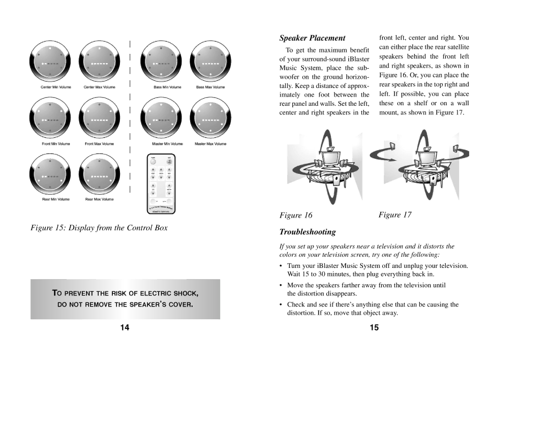 Excalibur electronic 184 manual Speaker Placement, Troubleshooting 