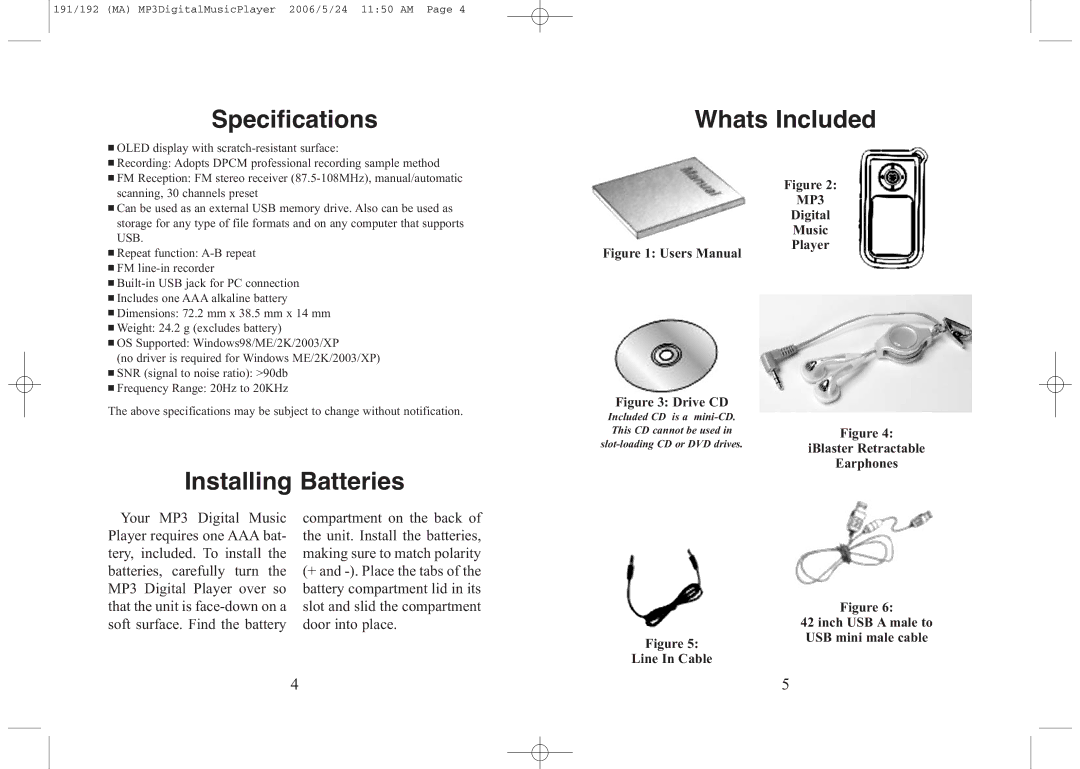 Excalibur electronic 512, 256, 191, 192 manual Specifications Whats Included, Installing Batteries 