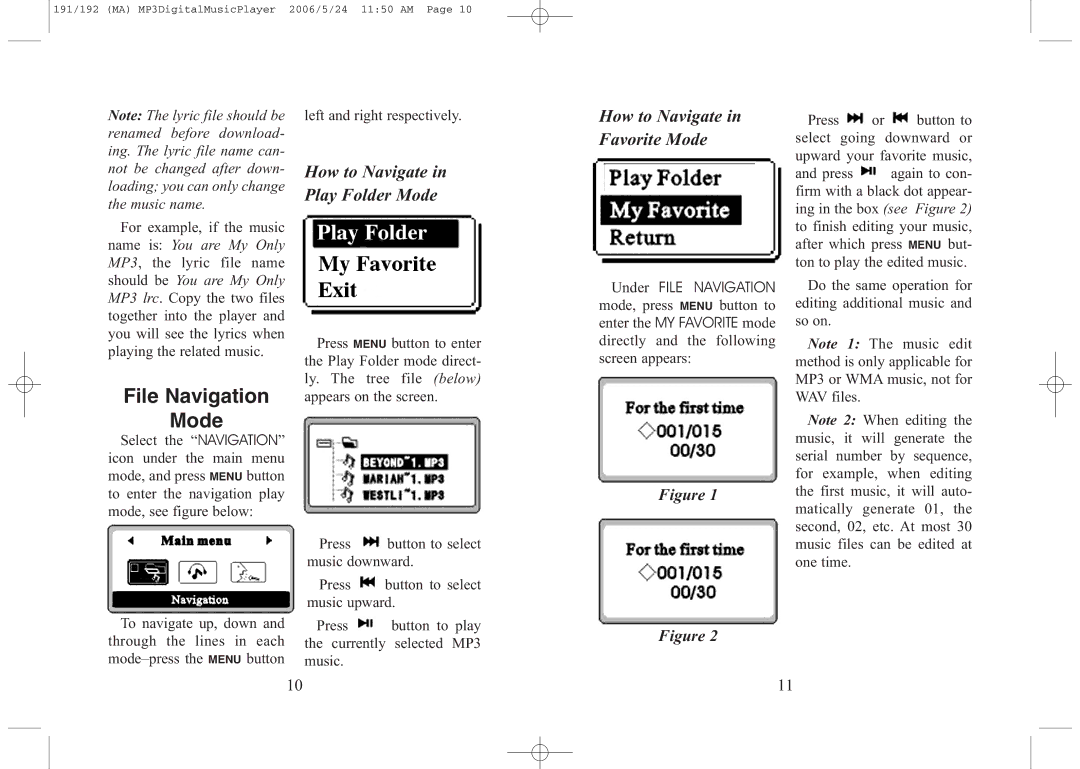 Excalibur electronic 192, 256 File Navigation Mode, How to Navigate in Play Folder Mode, How to Navigate in Favorite Mode 