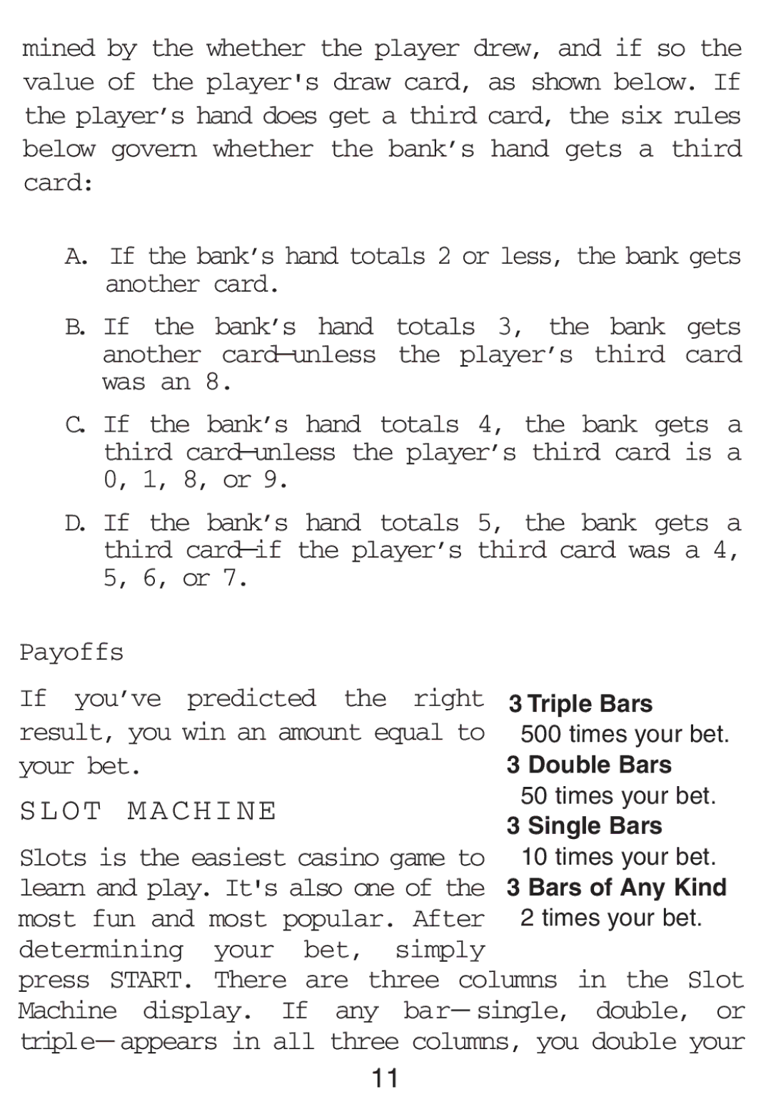 Excalibur electronic 394-P-CS-WSOP manual Slot Machine 