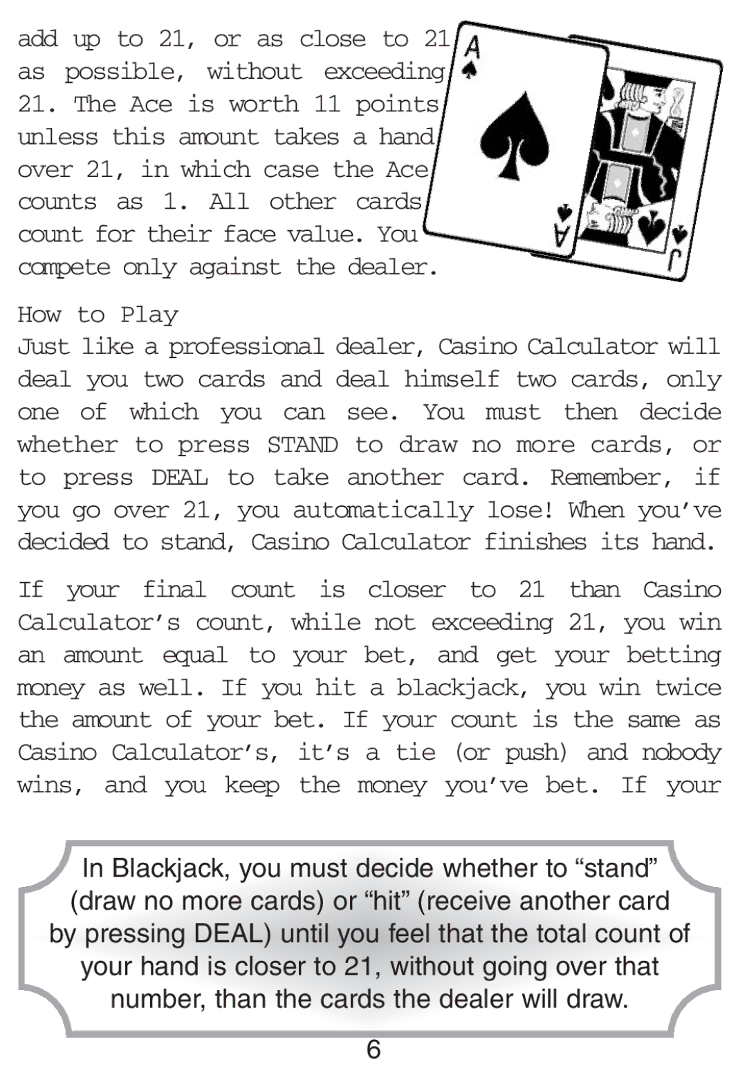 Excalibur electronic 394-P-CS-WSOP manual How to Play 