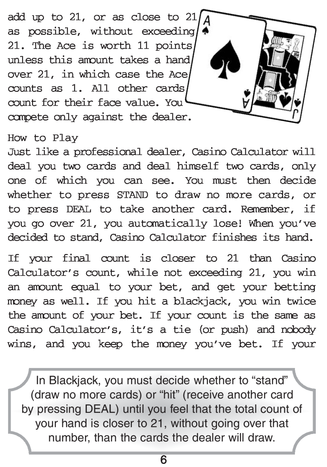 Excalibur electronic 394-P-CS-WSOP manual How to Play 