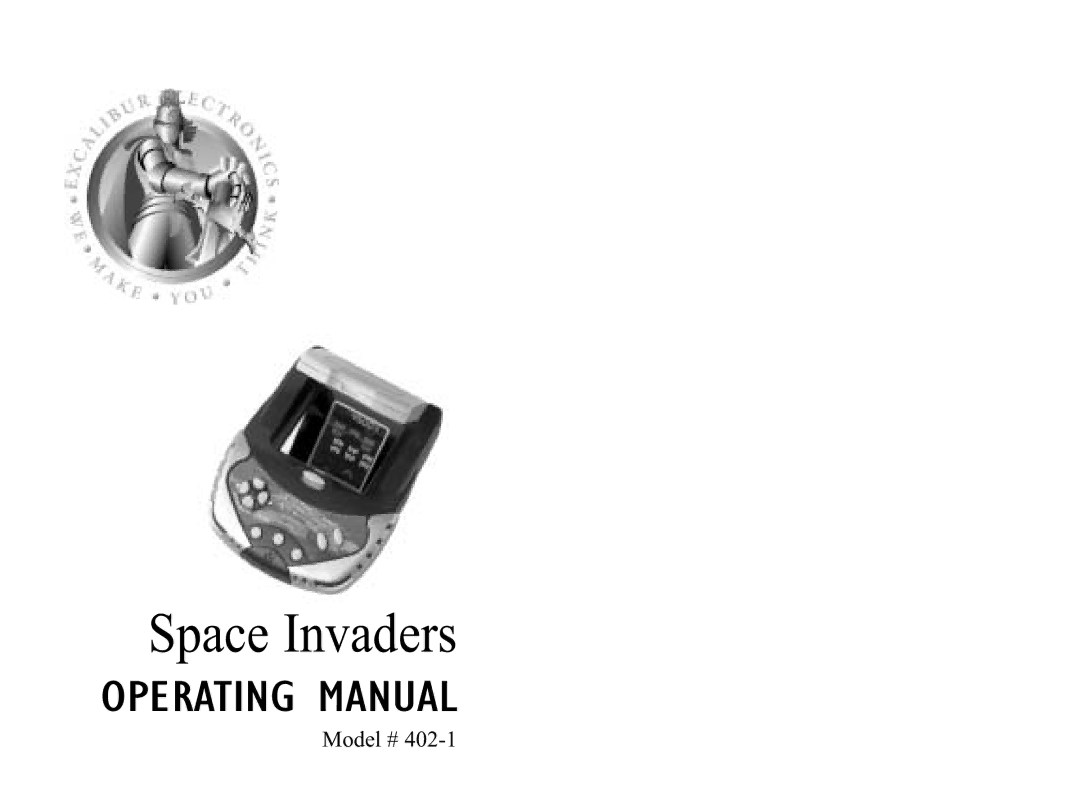 Excalibur electronic 402-1 manual Space Invaders 