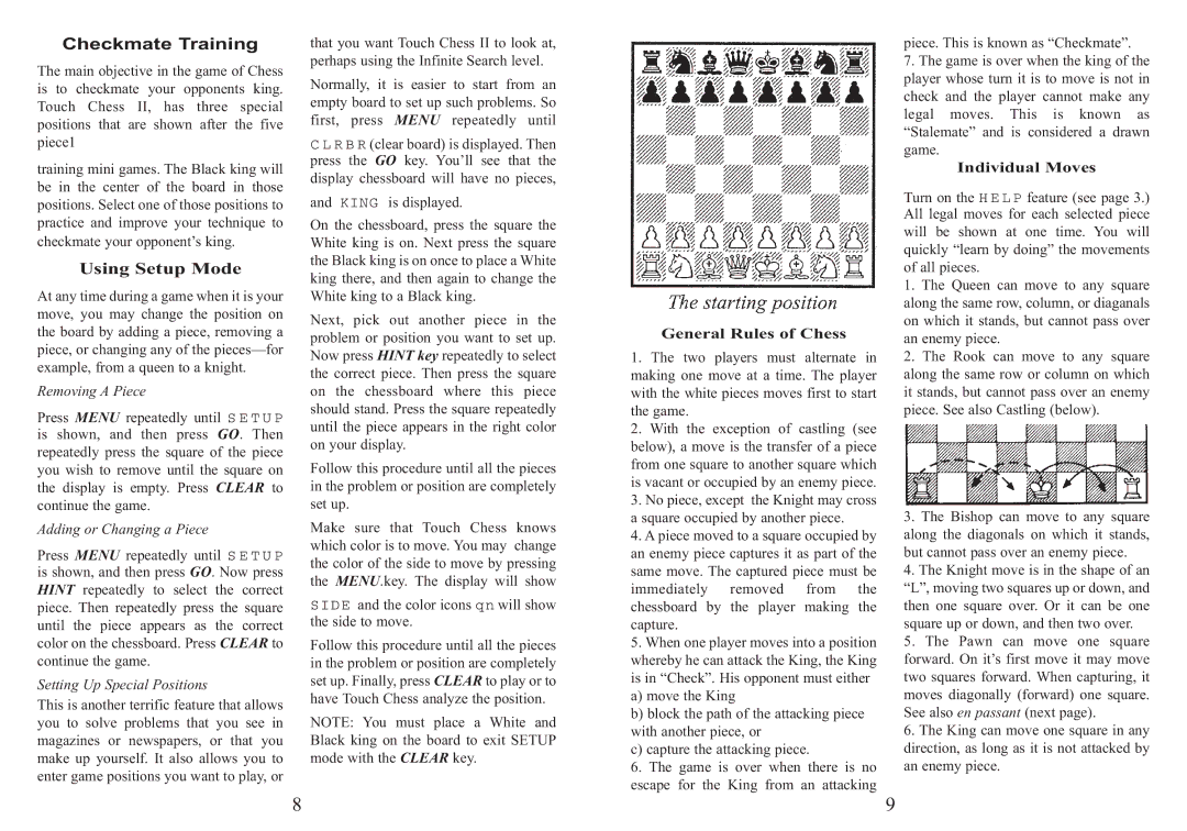 Excalibur electronic 404ET-CC manual Removing a Piece, Adding or Changing a Piece, Setting Up Special Positions 