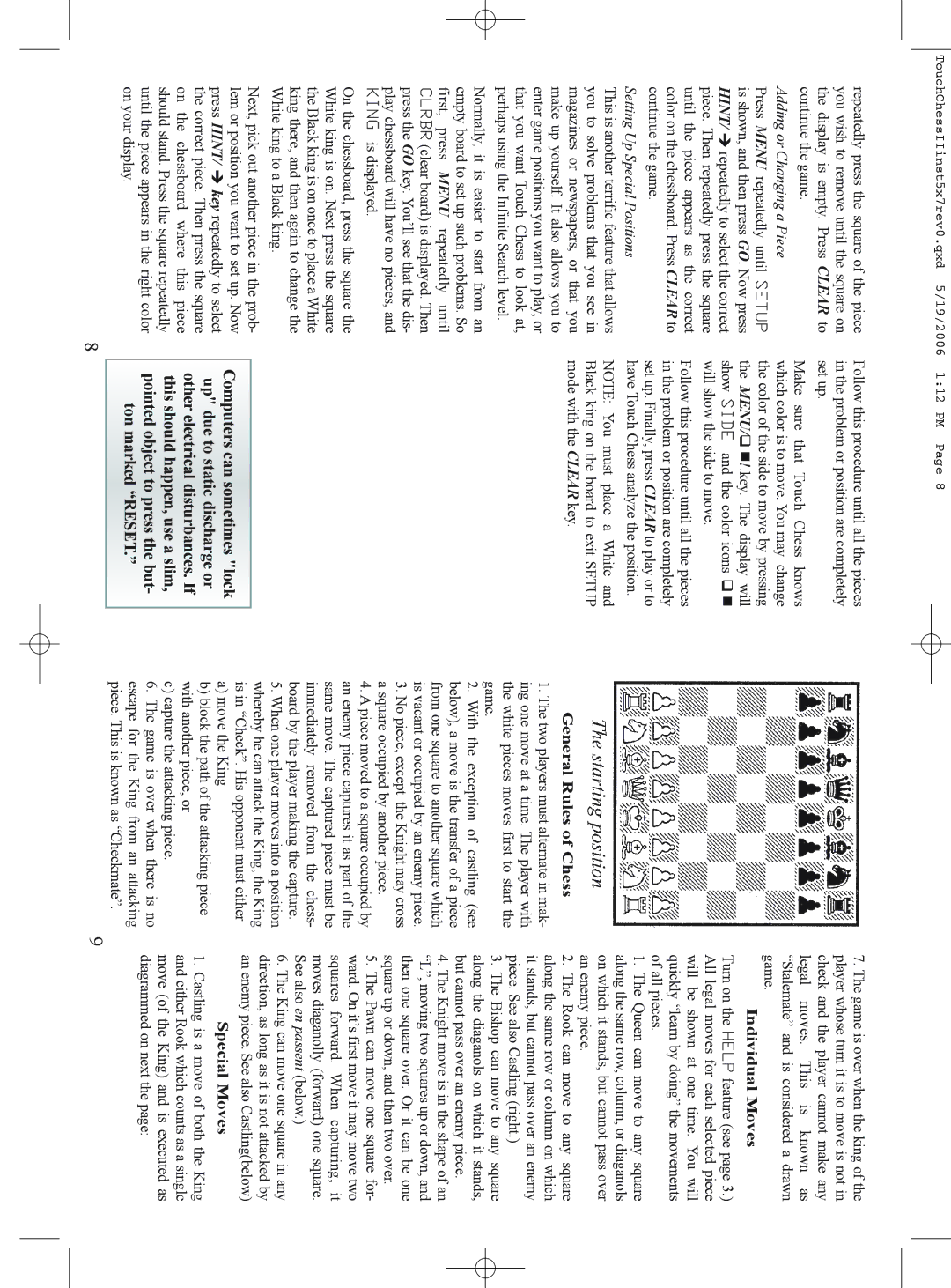 Excalibur electronic 404ET manual General Rules of Chess, Individual Moves, Special Moves, Adding or Changing a Piece 