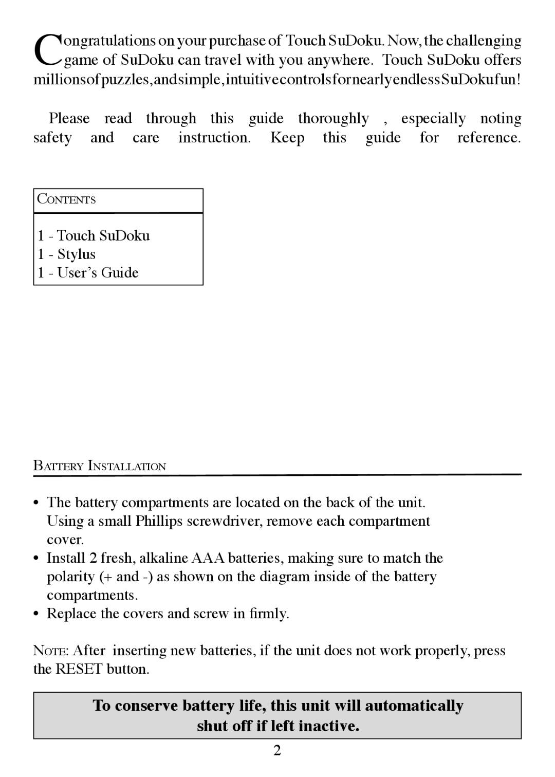 Excalibur electronic 453 manual Touch SuDoku Stylus Userʼs Guide 