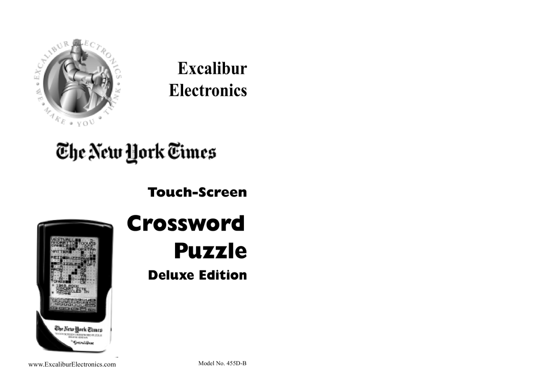 Excalibur electronic manual Crossword Puzzle, Excalibur Electronics, Touch-Screen, Deluxe Edition, Model No. 455D-B 