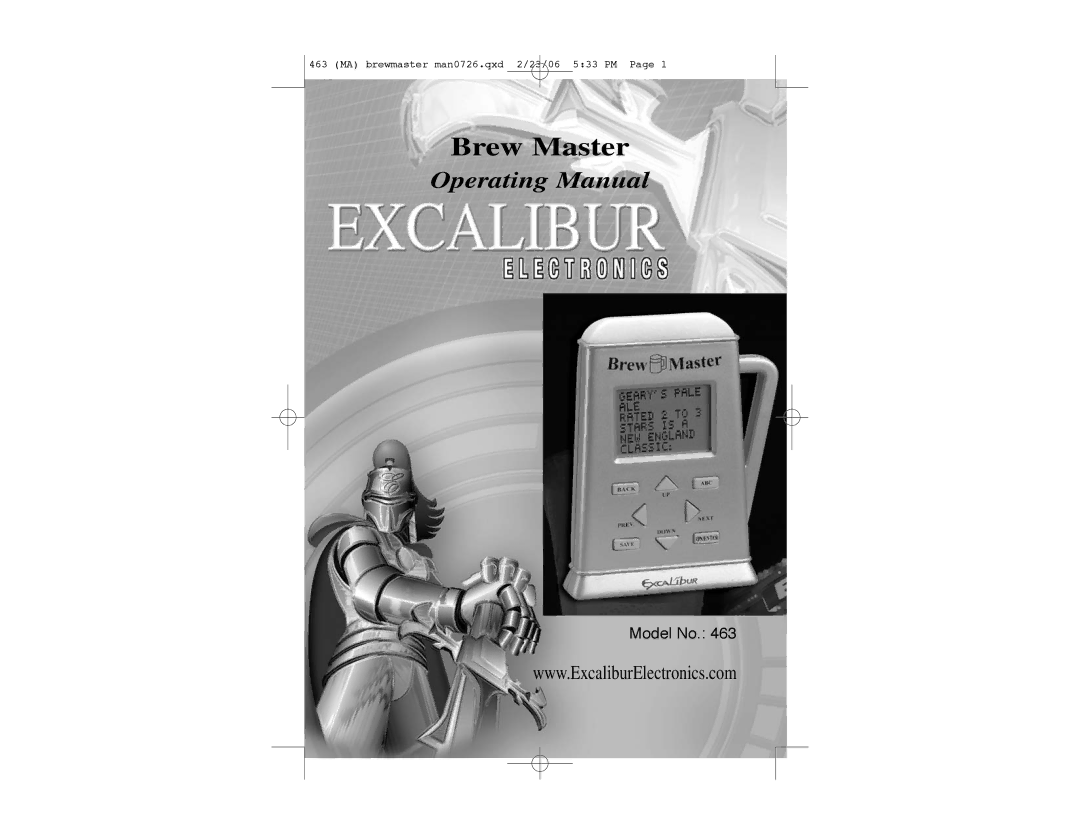 Excalibur electronic 463 manual Brew Master 