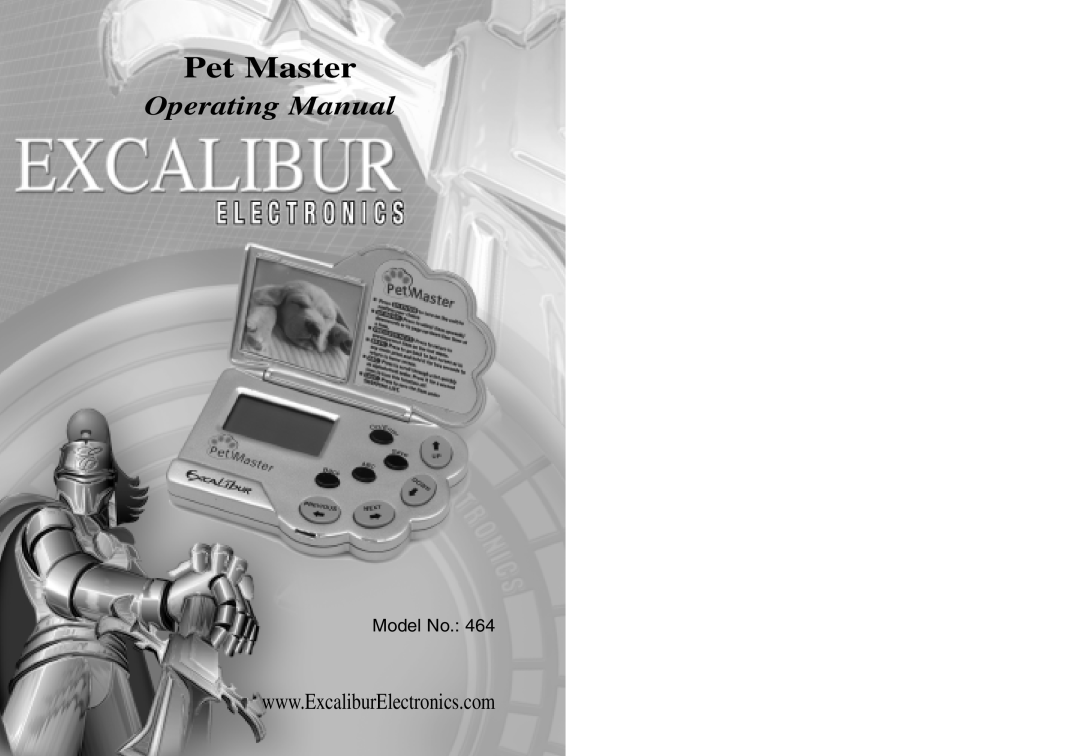 Excalibur electronic 464 manual Pet Master, Operating Manual, Model No 