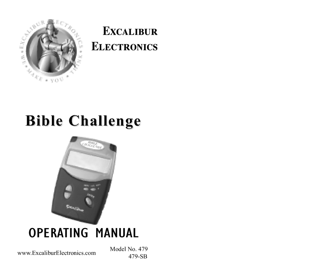 Excalibur electronic 479-SB manual Bible Challenge 