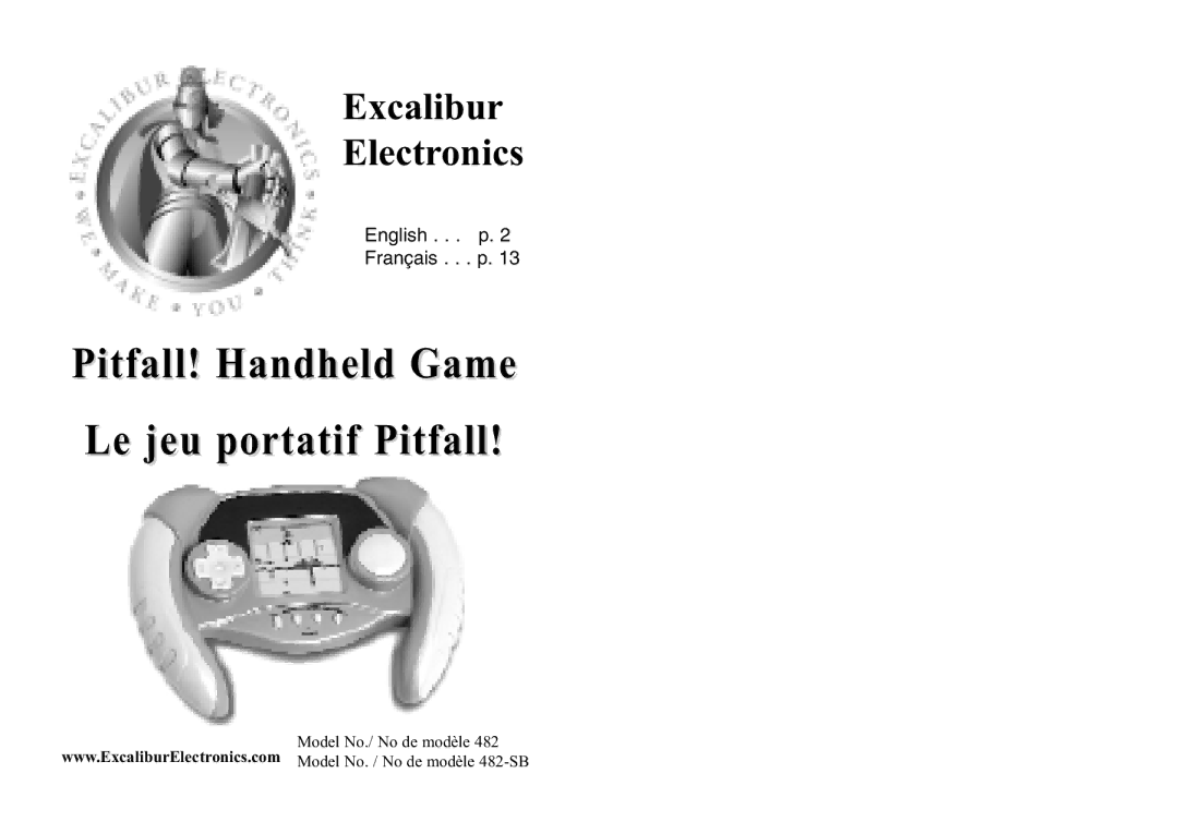 Excalibur electronic 482 manual Pitfall! Handheld Game Le jeu portatif Pitfall 