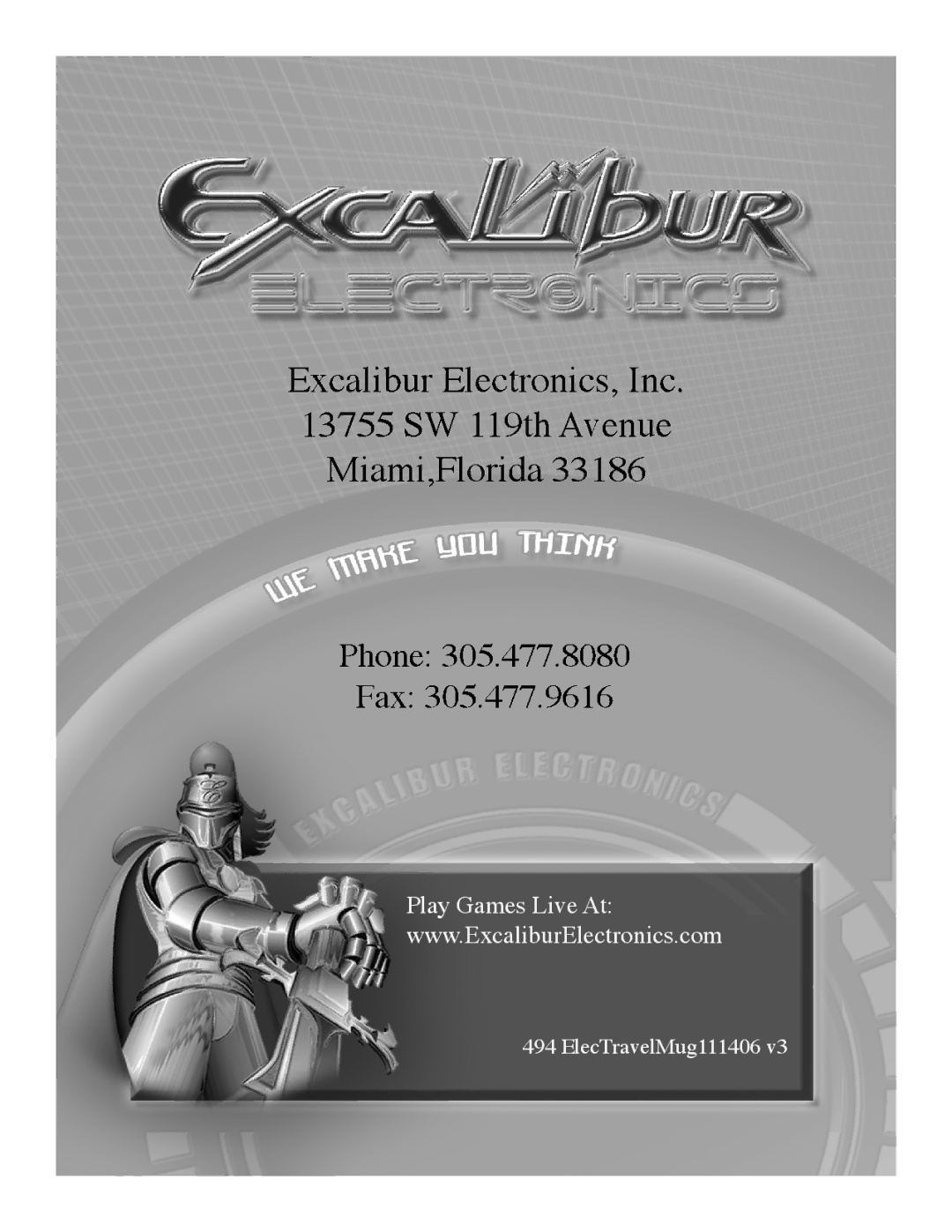 Excalibur electronic 494 manual ElecTravelMug111406 