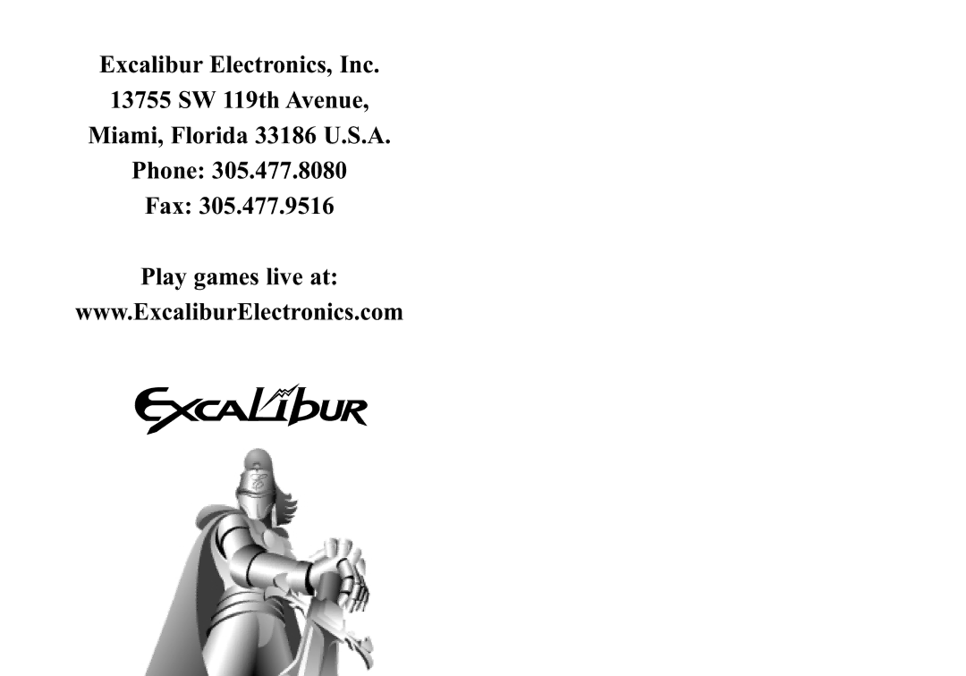 Excalibur electronic 915-3 manual 