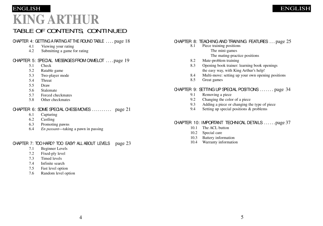 Excalibur electronic 915-3 manual Table of Contents 